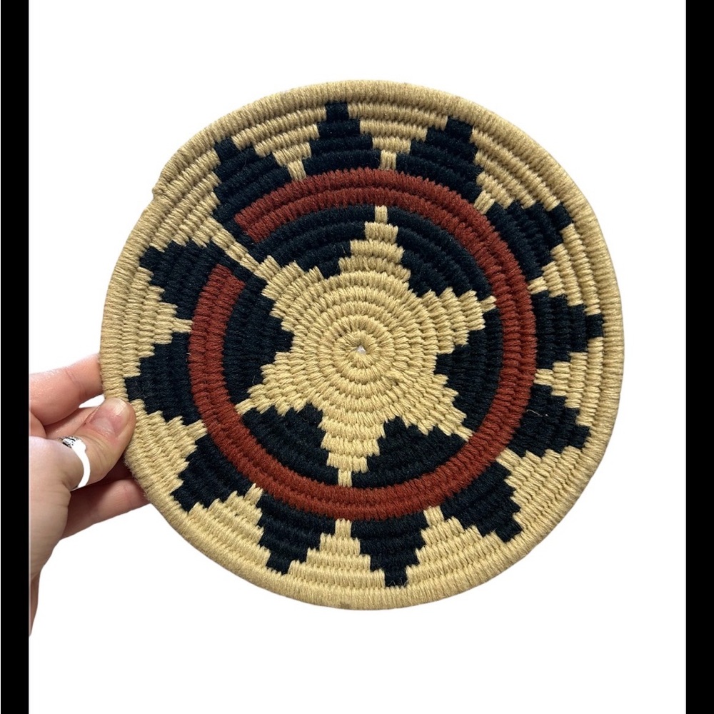 Vintage Hand Woven Coiled Southwestern Navajo Wedding Basket 9”